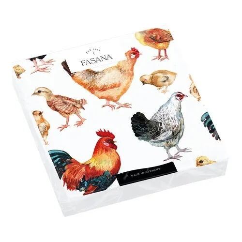 Servietten Lucky Chicken Glückliche Hühner Küken Bauernhof Tiere Deko 33x33cm 20