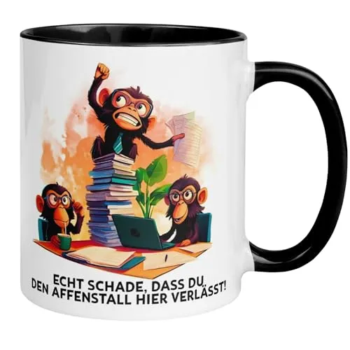 Tasse Kollege Abschied | Affen & Spruch in schwarz von Momentals