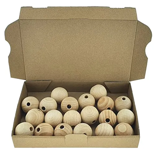 Holzkugeln Ø 35mm mit 8mm Bohrung zum Basteln aus Buchenholz - Holzperlen gebohrt - Made in Österreich 20 x
