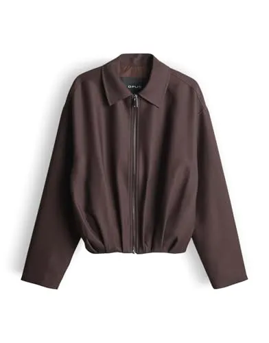 Produktbild OPUS Jelani Damen Blousonjacke aus feinem Twill in Coffee Bean, Größe 38