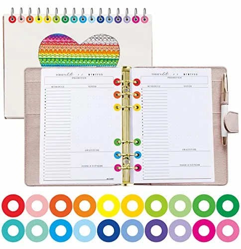 Stück Lochverstärkungsaufkleber, 20 Farbdesigns Papierlochschützer Bunte selbstklebende Lochverstärkungskreisaufkleber für Loseblatt-Papierbögen (außen 13mm, innen 6.5mm) 3000