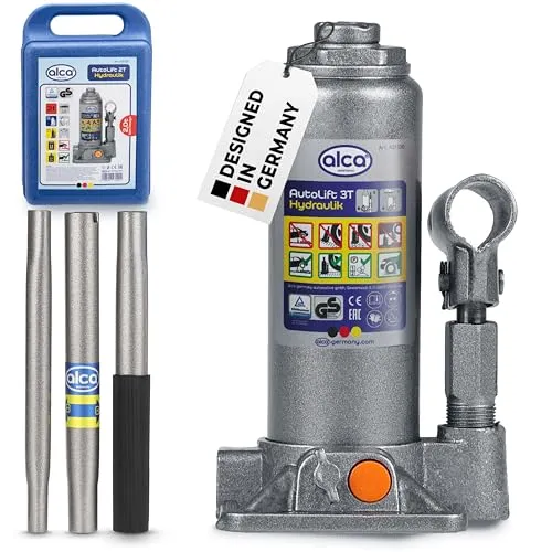 Alca Auto Lift Hydraulischer Unterstellheber mit Koffer, bis 3000kg - Wagenheber für Fahrzeuge bis 3000 kg, ideal für Werkstätten und Heimwerker. Robuste Qualität und hervorragende Handhabung im praktischen Koffer.
