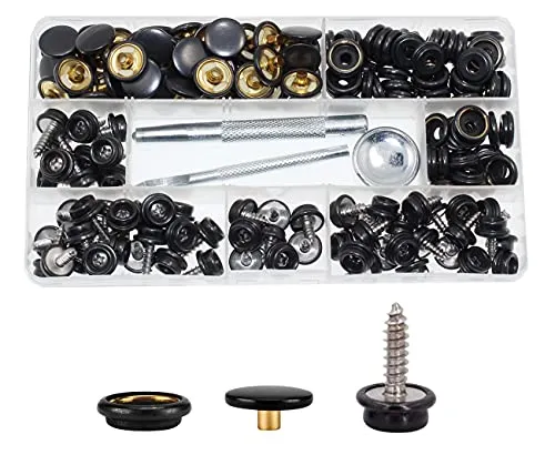BetterJonny 180pcs Schrauben Druckknopf, 60 Sets Edelstahl Snap Fasteners Press Stud Kit mit 3 Stück Einstellung Werkzeug in Aufbewahrungsbox für Boot Abdeckung Möbel