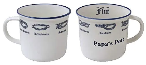 Rahlf Becher mit Knoten Papa´s Pott, innen Ebbe & Flut, ca 13x9 cm