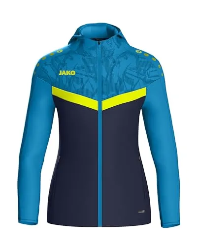 JAKO ICONIC Kapuzenjacke Gr. 42 Marine/JAKO Blau/Neongelb von JAKO
