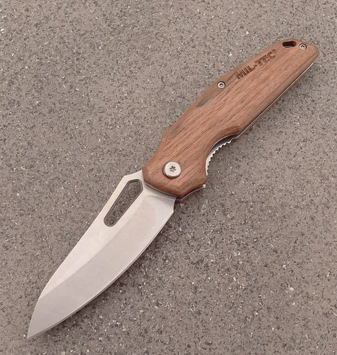 Miltec Einhandmesser Wood - Messer - Klappmesser - Taschenmesser Walnussholz