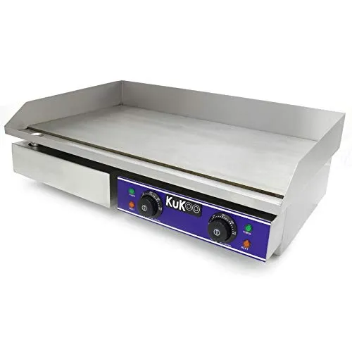 Kukoo Elektro Catering Grillplatte - Elektrische Tischgrills mit Edelstahlgehäuse und Gusseisen-Grillplatte, ideal für Gastronomie mit Temperaturkontrolle und leicht zu reinigendem Auffangbehälter.