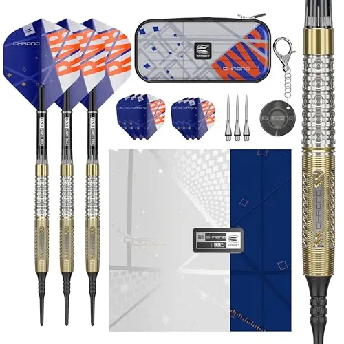 Target Darts Raymond Van Barneveld Chrono Softdarts, 95% Tungsten Dart Set, 18G | Enthält Dart Case Takoma Wallet & Prfi Dart Zubehör, Pixel Softdartspitzen, Softdarts E-Dart