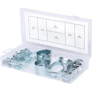 KS-Tools Schlauchschelle 970.0070, 16 - 40mm, verzinkt, Schneckengewinde, 6 verschiedene Größen, 26-teilig