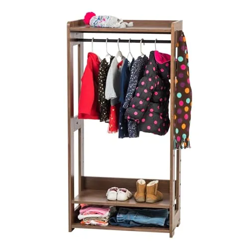 Iris Ohyama, Garderobenständer, Garderobenständer mit Regal für Kinder, Kinderkleiderorganizer,Modular, Zeitgenössisch, Schule, Zimmer, Eingang - Kids Garment Rack - KWR-1 - Braun