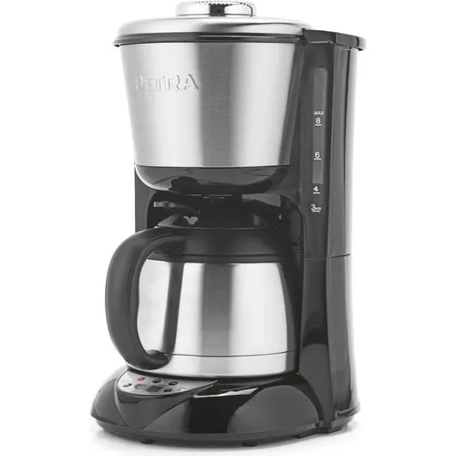 Petra Filterkaffeemaschine PT6162VDE – 1L mit Edelstahlkanne - Kaffeemaschine mit integriertem Timer und Kaffeestärkenregelung für individuellen Genuss. Die 1L Edelstahlkanne hält Ihren Kaffee warm und frisch.
