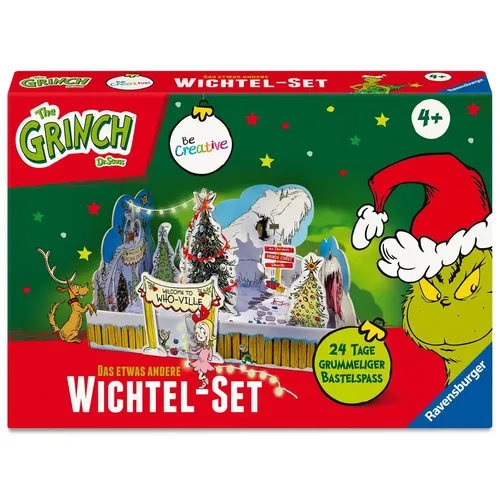 Ravensburger BeCreative Wichtelset Grinch - Kreatives Bastelset für die Adventszeit - Basteln für Kinder ab 6 Jahren: Erlebe mit dem Grinch eine unvergessliche Adventszeit voller witziger Streiche und DIY-Projekte, die zum Selbermachen einladen.