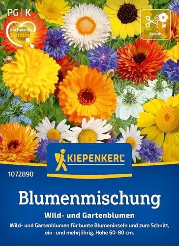 Kiepenkerl Blumensamen-Mischung Wild und Gartenblumen 1072890 - für bunte Blumeninseln und zum Schnitt - circa 60-80cm hoch - Wildblumensamen, Blumenwiese