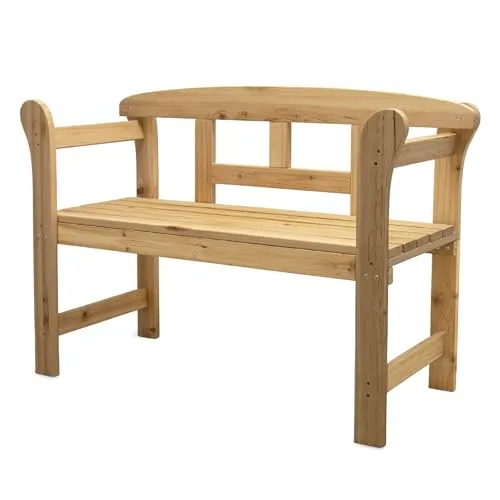 Spetebo Holzbank - Witterungsbeständige Gartenbank - Sitzbank aus massivem Kiefernholz mit einer Größe von ca. 125 cm x 80 cm x 45 cm. Ideal für entspannte Stunden im Garten, mit einer Sitzhöhe von ca. 40 cm.