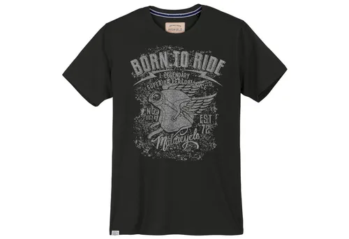 redfield Print-Shirt Redfield Übergrößen T-Shirt schwarz Vintageprint