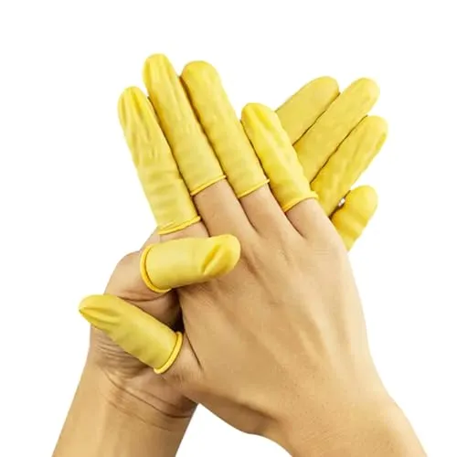 EUROPAPA® 200x Fingerlinge Latex, Fingerschutz, Antistatisch Allgemeine Fingerlinge aus Gummi für Kosmetik, Reinigung (Gelb, L)