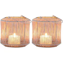 2er Set Skandinavische Deko Windlicht Teelichthalter Stello Weiß Klein