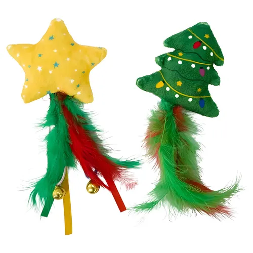 Nobby Xmas Stern & Baum 2er Set Katzenspielzeug mit Knister & Catnip 10 cm