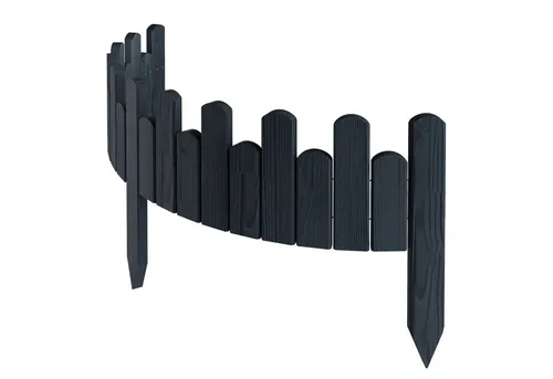 Floranica Beeteinfassung Rasenkante 15 cm Anthrazit - Flexibler Gartenzaun - Rasenkanten aus hochwertigem Kiefernholz, einfach zu installieren und vielseitig einsetzbar für kreative Gartenideen.