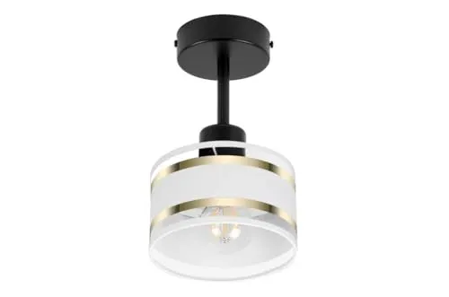 alfalux Deckenlampe Mit 1 Lampenschirm LED Deckenleuchte Leuchte Lampe Wohnzimmerlampe Schlafzimmerlampe Wohnzimmer Schlafzimmer Badezimmer Küche Deckenleuchten TI-1010SC-WE (Schwarz – Weiß)