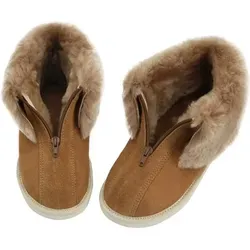 Lammfell Hausschuhe ALASKA COGNAC von Hollert German Leather Fashion