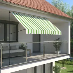 empasa Klemmmarkise ILANGA - Höhenverstellbare Balkonmarkise in grün/weiß gestreift - Klemm-Markisen, UV-beständig und ideal für den optimalen Sonnenschutz auf dem Balkon.