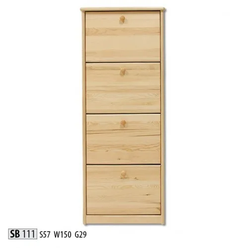 Echtholz Schuhschrank Kommode – Modernes Schuhregal - Eleganter Schuhschrank aus massivem Holz, ideal für jeden Raum. Mit 4 Regalfächern bietet er viel Stauraum und passt perfekt in Flur, Wohnzimmer oder Schlafzimmer.