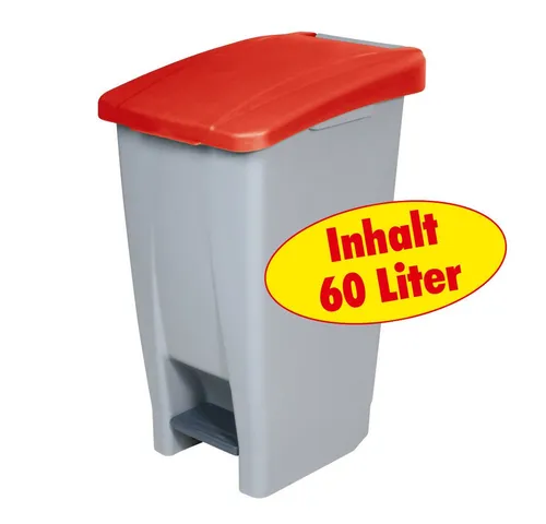 BRB-Lagertechnik Mülleimer Tretabfalleimer mit Rollen 60 Liter - Praktischer Tretabfalleimer mit 60 Litern Fassungsvermögen und farbigen Deckeln für einfache Mülltrennung. Ideal für den täglichen Einsatz und mobil durch integrierte Rollen.