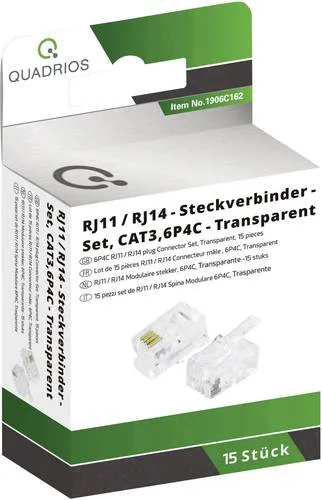 Quadrios Modularstecker Set, Polzahl 6P4C - ungeschirmt, 15 Stk. 1906C162 Stecker, gerade Polzahl Sensoren 6P4C 15St.