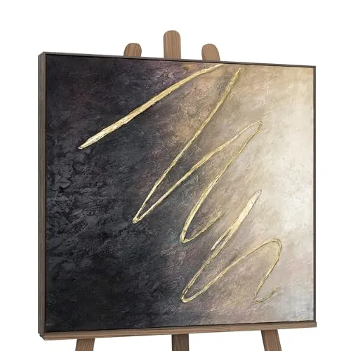 YS-Art Abstrakt Acryl Gemälde auf Leinwand mit Rahmen zwischen den Sternen handgemalt Wandbilder Wohnzimmer modern Wohndekor Bilder Büro echte Kunst 100x100 cm