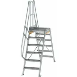 Überstieg 6 Stufen 60° - Robuste Plattformleiter - Leiter mit 6 Stufen, ideal für sicheres Arbeiten in Höhen, Plattformlänge 800mm und breite 600mm für maximale Stabilität.