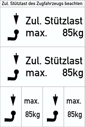 carstyling XXL Aufkleber zul. Stützlast max. 85 kg weiß 110 x 70 mm