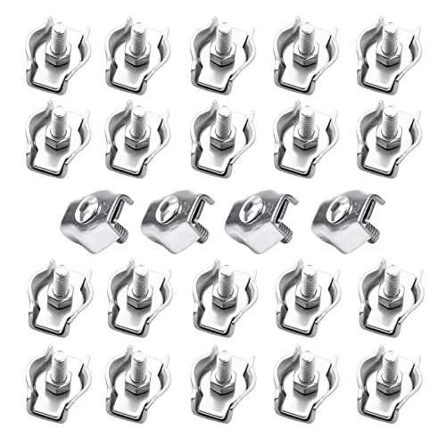 SyiXute 24 Stück M3 Drahtseilklemme,Simplex Klemme für 3mm Drahtseile,Edelstahl Seilklemme zur Befestigung von Stahldrahtseilen und Kabelseilen