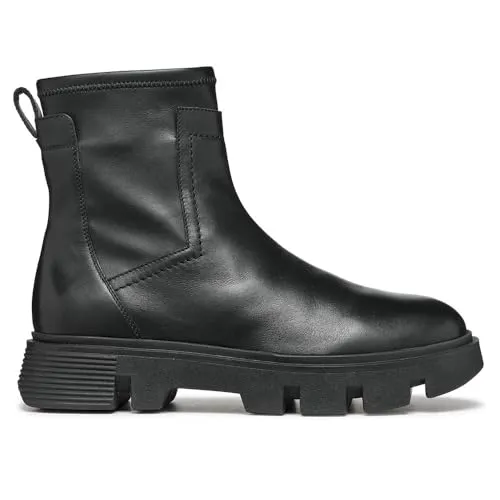 Geox D VILDE Ankle Boot - Komfortabler Damenstiefel in Schwarz, 39 EU - Wanderschuhe mit atmungsaktivem Synthetik-Obermaterial und rutschfester Gummisohle, ideal für stilvolle Abenteuer im Freien.