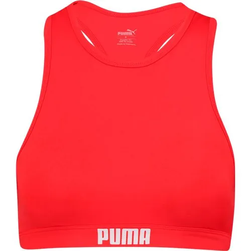 PUMA Damen High Nck T Badebekleidung, Rot, L EU - Bikinioberteile für Damen mit chlorbeständigem Gewebe, abnehmbaren Cups und verstellbarem Verschluss für individuellen Komfort und eine lange Lebensdauer.