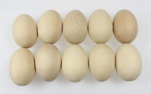 EFO Holzeier 10 Stück | Holz Eier aus Buchenholz mit glatter Oberfläche | Ostereier ideal zum Basteln, Bemalen, Dekorieren und für Osterbasteln | Eier Holz für Osterdeko und Eiersuche