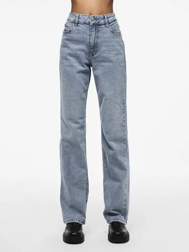 PIECES PCKELLY HW Straight Jeans Damen 27/30 - Stylische Damen-Straight-Jeans mit hoher Leibhöhe, ideal für lässige Freizeitlooks. Der robuste Denim sorgt für Pflegeleichtigkeit und Komfort.
