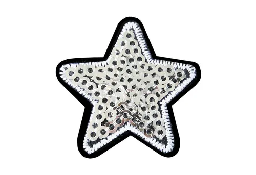 maDDma Aufnäher 10 Pailletten Aufbügler, Aufnäher Stern 35mm, Farbwahl, 100% Polyester, silber