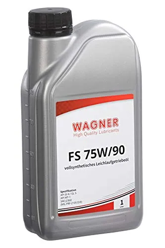 WAGNER Hypoid-Getriebeöl SAE 75W/90 | Gemäß API GL-4/GL-5 | Vollsynthetisches Leichtlauf-Getriebeöl 75W90 für Schaltgetriebe, Nebenantriebe, Sperrdifferentiale, Hinter- & Antriebsachsen | 1 Liter