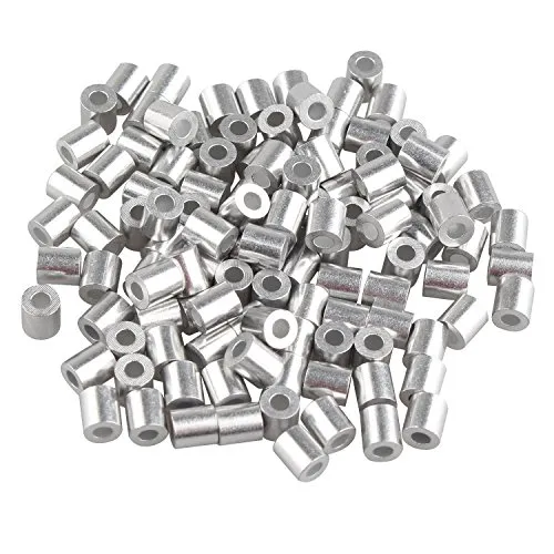 Futheda 100 PCS 2.0 mm Kabel Draht Seil Aluminium Ärmel Clips Crimpen Schlaufen silber Ton mit One Löcher