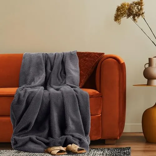 Paco Home Deko Wohnzimmer Decke Kuscheldecke Tagesdecke Waschbar Sofadecke Schlafzimmer Skandinavisch Boho Muster Weich, Farbe:Anthrazit, Größe:150x200cm
