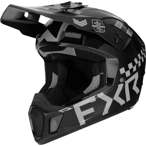 FXR Clutch Gladiator 2024 Motocross Helm, schwarz-grau, Größe M - Motocross Helm mit leichter Polymerlegierung und ultra-hoher Belüftung für besten Komfort und Sicherheit beim Fahren.