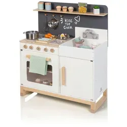 MUSTERKIND® Spielküche Linum, weiß/natur - Spielmöbel für Kinder ab 3 Jahren, mit drehbarem Wasserhahn und realistischen Geräuschen für kreatives Spielen.
