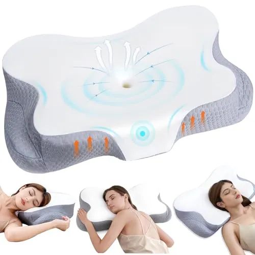 Fwoueot Nackenkissen Kopfkissen Memory Foam Kissen, stützendes Nackenkissen, Seitenschläferkissen für Seiten, Rücken & Bauchschläfer weiß