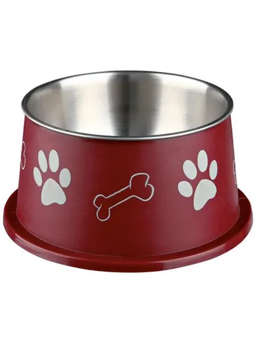 Trixie Long-Ear Bowl 0.9 l aus Edelstahl und Kunststoff - Hochwertiger Napf mit rutschfester Gummibasis, ideal für Haustiere. Farbe wird zufällig ausgewählt.