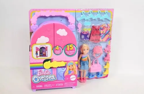 Barbie Chelsea Puppe und Kleiderschrank-Spielset - Puppensets mit 17-teiligem Set für kreatives Ankleiden, faltbar für unterwegs und mit 4 kombinierten Looks für stundenlangen Spielspaß!