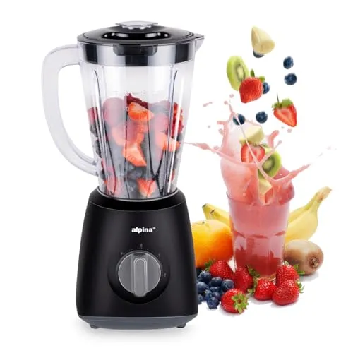 alpina Standmixer 1,5 Liter – 400 Watt Mixer mit Turbofunktion - Standmixer mit 1,5 Litern Fassungsvermögen, 4 scharfen Edelstahlklingen und Turbo-Funktion für blitzschnelles Mixen von Smoothies, Suppen und mehr.