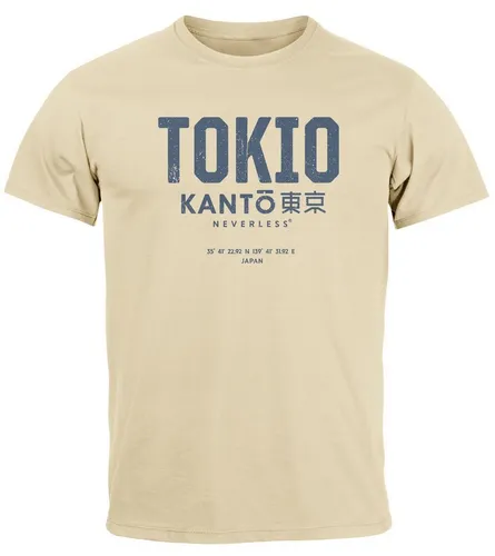 Neverless Print-Shirt Herren T-Shirt Frontprint Tokyo Japan Japanische Schriftzeichen mit Print