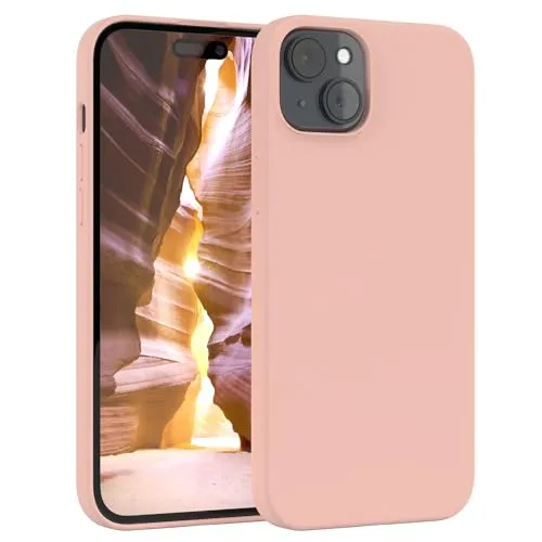 EAZY CASE Premium Silikon Handyhülle kompatibel mit iPhone 15 Plus Slimcover mit Kameraschutz und Innenfutter, Silikonhülle, Schutzhülle, Bumper, Handy Case, Hülle, Softcase, Rosa