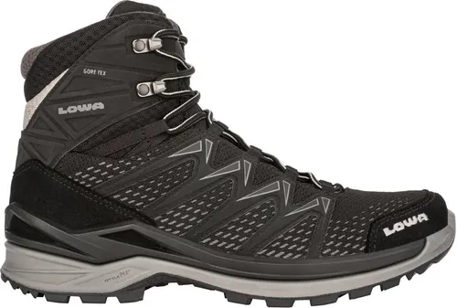 Lowa Innox Pro GTX Mid Herren Outdoor-Schuh schwarz/grau (9930) 49,5 - Multifunktionaler Herrenschuh für Outdoor-Aktivitäten wie Wandern und Reisen. Wasserdichtes Gore-Tex-Material und exzellente Dämpfung bieten Komfort und Stabilität auf jedem Terrain.